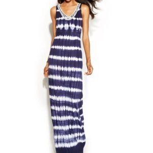 INC International Concepts Sleeveless Tie-Dye Maxi Dress in Blue & White